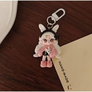 Cute Doll Phone Charm Keychain - White